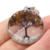 Pendant Necklaces Tiger Eye Stone Natural Round Transparent Tree Of Life For Jewelry Making DIY Accessories Fit Necklace Earrings