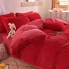 Ensembles de literie vison velours épais housse de couette couverture de lit luxe Super moelleux doux corail polaire chaud et confortable