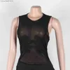 Combinaisons pour femmes Barboteuses Echoine Black Sheer Mesh Combinaison sans manches Skinny Bodycon Sexy Party Barboteuses Femme Salopette Voir à travers Combishort Été 2023 T230504