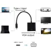 Adaptateur USB C vers VGA USB 3.1 Type C Câble adaptateur VGA mâle vers femelle 1080P FHD pour Macbook 12 pouces Chromebook Pixel Lumia 950XL
