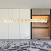 Подвесные лампы роскошная натуральная хрустальная люстра минималистская столовая кухня остров железный свет высокий клад