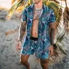 Chemises décontractées pour hommes Été Mode pour hommes Haiian Shirt Beach Shorts Lace Up Resort Outfit 3D Marque Impression numérique Harajuku Mens Casual Suit S4XL J230503