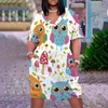 Casual Dresses Owl Women Fashion Elk Animal Print Kawaii Short Sleeve Midi Party Evening Elegant Max Sundress Girl 230504