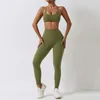 Yoga-outfit Yoga Set Dames 2-delige sportschoolkleding Push Up Clothing High Taille Leggings Fitness Shorts Sport Bra Training Tracksuit Sportswear P230504