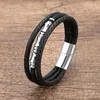 Charm Bracelets Geometric Gold-plate Stainless Steel Men's Bangles Weave Leather Rope Male Wristband Jewelry Gifts Wholesale