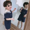 Одежда Suts Summer Korean Style Kids Sailor воротник хлопковой льня