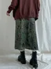 スカートヘイオンガールフローラルプリントビンテージグリーンミッドスカート女性