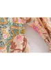 Badmode Vintage Pauw Bloemenprint Sjerpen Boho Kimono Vrouwen V-hals Vleermuismouwen Happie Kort Gewaad Boho Bikini Coverups