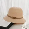 Berets pot hoed lente en zomer buitenlandse veelzijdige zonbescherming dames lederen buckle schaduw rietje