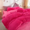 Ensembles de literie vison velours épais housse de couette couverture de lit luxe Super moelleux doux corail polaire chaud et confortable