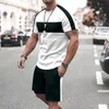 Mensu -trajes 3D Imprimir panos de panos masculinos Ternos de camiseta ROPA DE HOMBRE BLOCO DE COLOR ONECK OUTRO