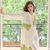 Kvinnors sömnkläder Kvinnor Lace Robe Set Bride Spring 2st Kimono Bathrobe Gonw kostym Silky Satin Nightgown Lingerie Loungewear