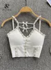 Camis SINGREINY Vrouwen Sexy Crop Tops Zomer V-hals Beadind Parel Ontwerp Strap Top Korea Streetwear Y2K Mode Korte Backless blouse