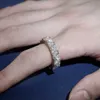 حلقة فرقة خياطة هندسية Abay مع Zirconis الثلاثي المثلج Iced Out CZ Jewelry الزفاف خواتم إصبع الزفاف رجال وحبال الهيب هوب النسائية