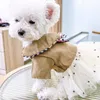 Dog Apparel Cute Pet Dog Dots Gauze Dress Skirt Puppy Cat Doll Collar Khaki Bowknot Princess Clothes Apparel Dress for Dogs Chihuahua Teddy 230504