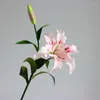 Decorative Flowers 4Pcs Dia 18cm PU Lily 2Head Fake Real Touch For Home Living Room Decoration Floral Wedding Event Flower Arrangement