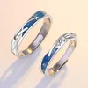 Cluster Rings Women Men Engagement Wedding Moissanite Ring Blue Platinum Plated Silver 925