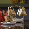 Tools Leopard Print Bone China Coffee Set Luxury Porcelain Tea Set Pot Cup Ceramic Mug Sugar Bowl Creamer Teapot Drinkware Coffeeware