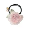 Organza Scrunchie Rose Flower Hair Tie Rubber Bands Elastics Rope Headwear Cute Girls Hair Accessories