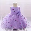 Fille Robes Année Robe De Noël Blanc Bébé Pour Les Filles De Mariage Anniversaire Imprimer Fleur Toddler Robe De Baptême Enfants Vêtements