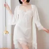 Damen Nachtwäsche Mode Sommer Frauen Sexys Nachthemd Durchsichtige Mesh Spitzenkleid Pyjamas HSJ88