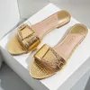 Pantoufles femmes talon plat argent or boucle diapositives chaussures été en plein air plage sandales transparentes pantoufle femme tongs