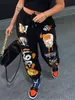 Spodnie damskie capris insta kobiety spant harajuku kreskówka drukowane spodnie jogger cargo cargo spodni streetwear swobodny sres jesień 230503