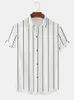 Men's Casual Shirts CharmkpR Tops 2023 New Men Solid Striped Button Up Comfortable Blouse Casual Streetwear Male All-match Short Sleeve Shirts S-2XL AA230503