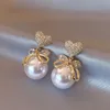 Elegante beliebte große Perlenstollen Klassiker Stil Schöne Ohrringe Frauen Hochzeit Schmuck Hochwertige Geschenk