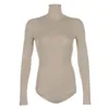 Kvinnors tröjor Kvinnor Fashion Slim High Neck Warm Shapewear Top Turtleneck Kvinnor Sexiga bodysuits vårens höst långärmad kroppsdräkt