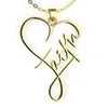 Chains European And American Titanium Steel English Letter Faith Heart Necklace