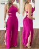 Kvinnors jumpsuits rompers kvinnor solid elegant sexig grimma cami skörd topp hög silt elastisk midja sexig arbetande jumpsuit t230504