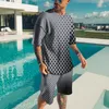 Męskie ścieżki strojowe Summer Summer Thirt Summer Shirt Mash 2d Streetwear 3D Printed Sports Beach Shorta