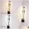 Wall Lamps Led Lamp Mirror Light Sconce Bathroom Black Wandlamp Modern Home Ligting Luminaire Stairs Bedroom Living Room Restaurant Dh1Jb