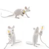 Lampade da tavolo Nordic Resin Animal Mouse LED Lampada portatile EU / US Plug Soggiorno Camera da letto Scrivania Luce notturna (senza lampadina)