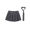 Kjol skolflickor rollspel kostym fancy klänning boll outfit blixtlås plåt veckad mini kjol slips set sexig cosplay uniform 230503