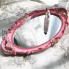 Necklaces French Retro Pink Mirror Tray Food Teacup Jewelry Necklace Storage Luxury Square Tray Home Decoration Wedding Photography Props