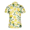 Herren Polos Cartoon Zitronenblätter bedruckt Herren Kurzarm Poloshirt Reißverschlusskragen T-Shirt Lässige atmungsaktive Sommer übergroße Kleidung