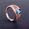 Bagues de grappe Bague en pierre précieuse de topaze naturelle en argent pour les femmes Fête de fiançailles / cadeau Bleu Fine Jewelry