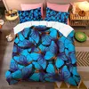 Sängkläder sätter färgglada vacker fjärilsuppsättning flygande djur täcke täcker kudde mjuk polyesters täcke för kvinnor flickor