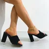 Slippers Street Style High Heel Women Mules Summer Square Toe White Ladies Shoes Sexy Party Dia's