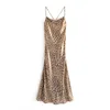 Abiti casual Summer Sexy Halter Long Dress 2023 Print Leopard Party Club Night Midi Abbigliamento elegante per le donne