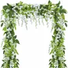 Faux Floral Greenery 2x 7FT Glicine artificiale Vite Ghirlanda Piante Fogliame Trailing Fiore fiori Outdoor home office el decor 230504