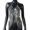 Camisoles Tanks Festival Bling Plastic Sequined Crop Tops Women Sexy Metal Chain Tassel Nightclub Dance Wear Party Burning Outfits Tank Top 230503