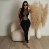 Combinaisons pour femmes Barboteuses Echoine Black Sheer Mesh Combinaison sans manches Skinny Bodycon Sexy Party Barboteuses Femme Salopette Voir à travers Combishort Été 2023 T230504