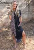 Party Dresses Leopard Print Splicing O Neck Pullover Ladies 2023 Summer Short Sleeve Dressy Loose Comfortable Casual Women's Clothing 230428