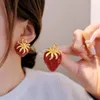 Boucles d'oreilles pendantes mode coréenne bijoux pour femmes S925 argent aiguille filles exagérer rouge fraise