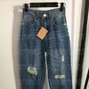 Designer Women Denim Pants Primavera Estate Jeans a vita alta Jeans da donna a vita alta