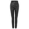 Pantalon femme cuir noir Slim Zipper classique pantalon crayon serré Pu Faux pour femme 2023