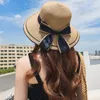 Breda brimhattar 2023 Bow Sun Hat Floppy Summer For Women Beach Panama Straw Dome Bucket Shade Gift G0x0